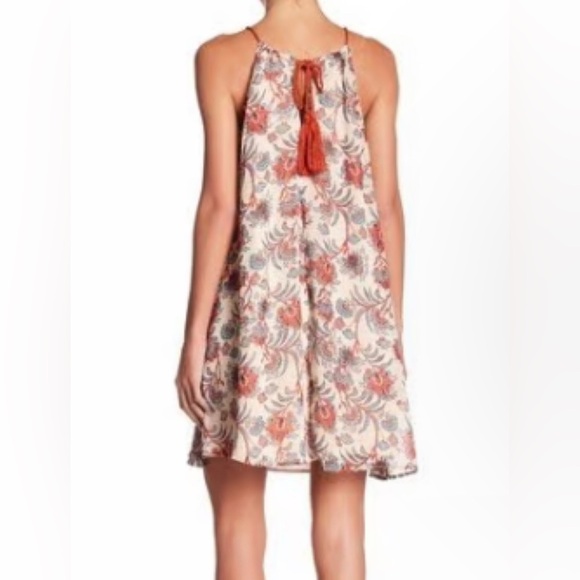 BB Dakota Cream and Orange Midi Dress with Floral Pattern - Picture 2 of 5